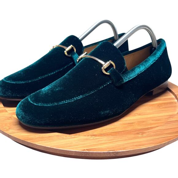 J. Crew Shoes - J. CREW Women's 11 Emerald Green Velvet Loafers Horse Bit Shoe Preppy Equestrian
